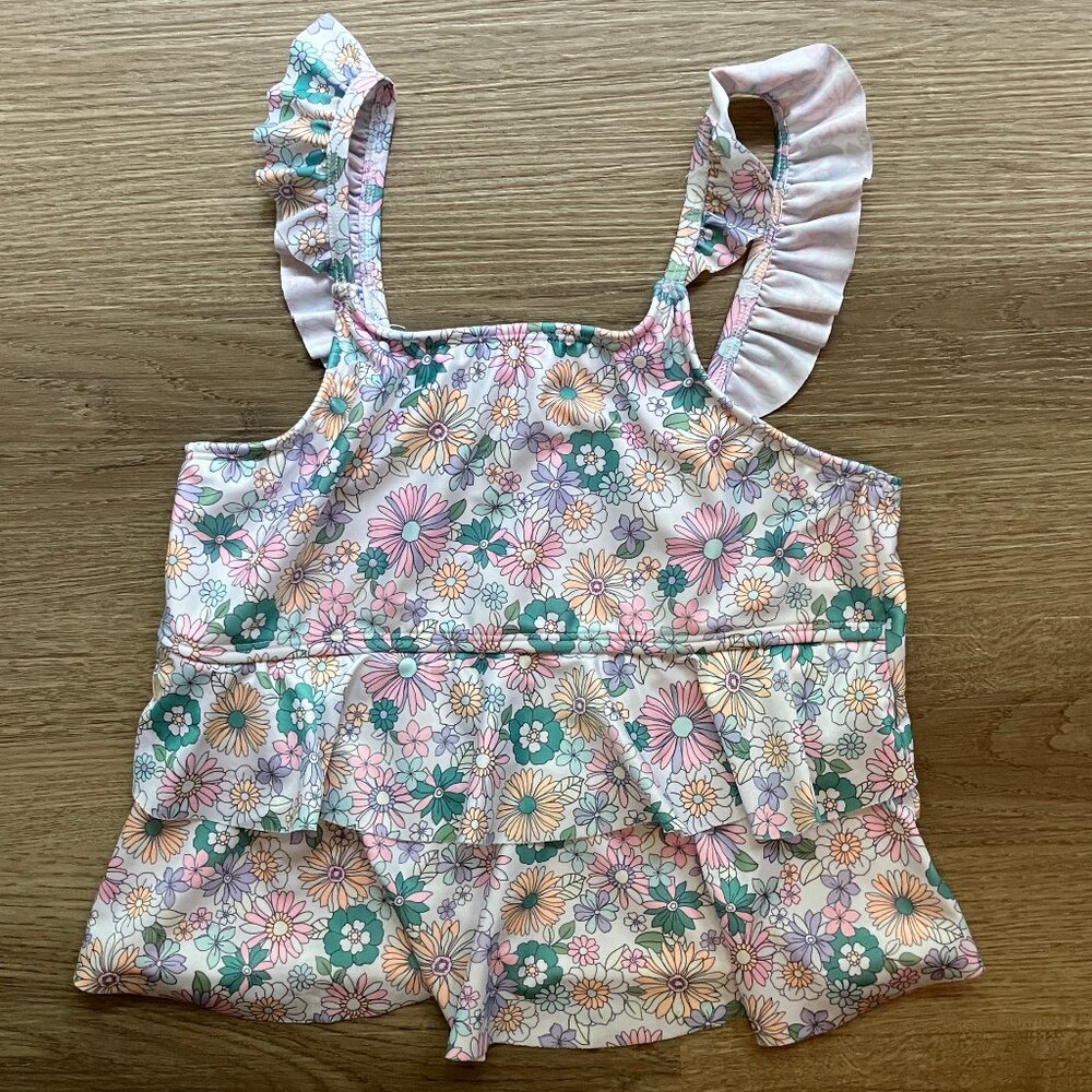 Wonder Nation 10/12 Floral Print Layered Ruffle Swim Top